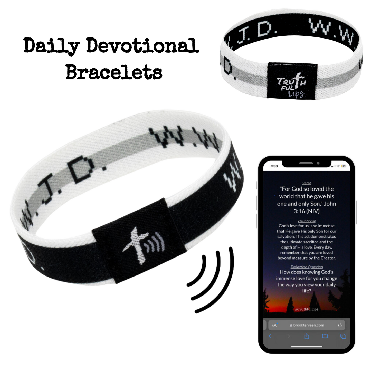 Daily Devotional Tap Bracelets - Tap Your phone for a verse, devotional, and reflection question daily