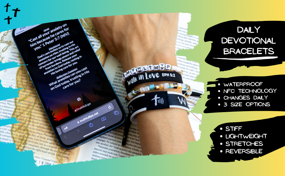 Daily Devotional Tap Bracelets - Tap Your phone for a verse, devotional, and reflection question daily